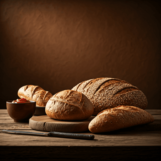 A premium gourmet kitchen scene featuring high-end artisan breads.